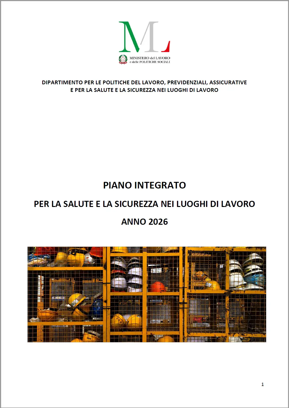 Piano integrato per la Salute e la sicurezza nei luoghi di lavoro anno 2026